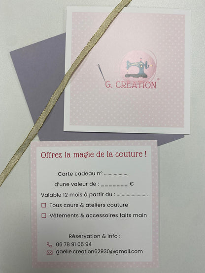 Carte cadeau couture | G. Création